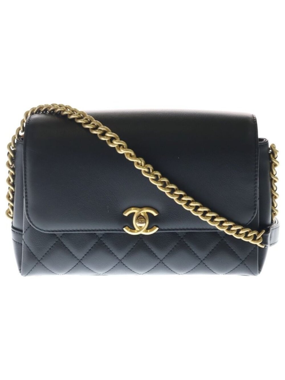 Chanel Quilted 25 S Flap S Chain Shoulder Bag Handbag Black Lambskin Gold